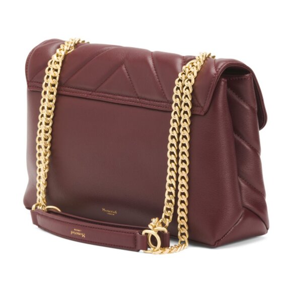 Viral MONCRIEF LONDON Cathryn Bordeaux Leather Flap Over Quilted Tote NWT - Picture 12 of 14